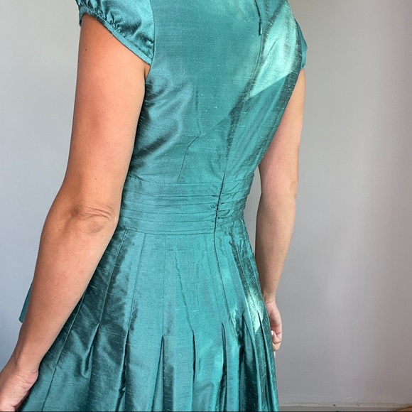 Adrianna Papell Aqua Green Tie Belt Collared Dress - Picture 7 of 11